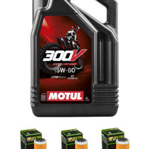 MOTUL 300V Factory Line Off Road Racing 4L Motorenöl - 15W60 + 3x KTM & Husqvarna Ölfilter 2016-25