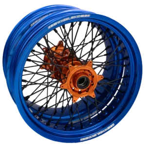 WheelieKidz Supermoto Felgen 17×3,5 & 17×5 Zoll Blau/Orange