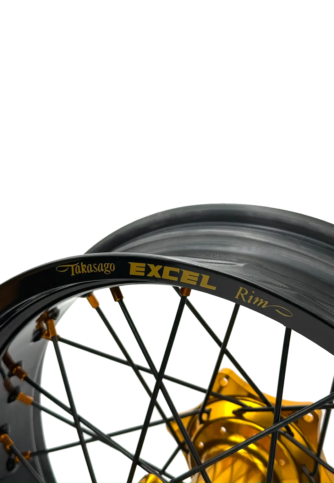 Excel Supermoto Felgen 17x3,5 & 17x5 Zoll Schwarz/Gold – Bild 3